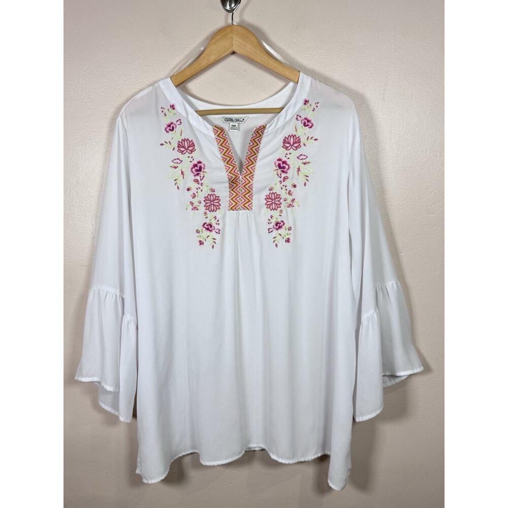 Pioneer Woman Plus Size Top Blouse Embroidered Floral